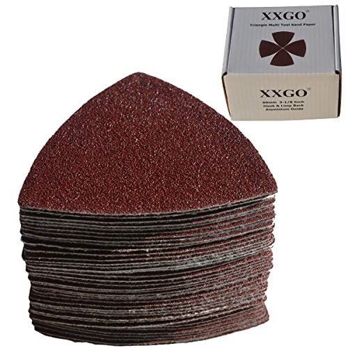 Product Cover XXGO Triangular Oscillating Multi Tool Sanding Pads 3-1/8 Inch 80mm Assorted Grit 60/80/100/120/240 Grits Pack of 55 Pcs No.XG5501