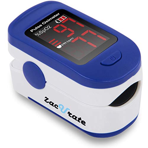Product Cover Zacurate 500BL Fingertip Pulse Oximeter Blood Oxygen Saturation Monitor with Batteries and Lanyard Included (Navy Blue)