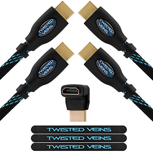 Product Cover Twisted Veins HDMI Cable 50 ft, 2-Pack, Long High Speed HDMI Cord with Ethernet, Maximum Length Single Piece Cable - a Replacement Option for an HDMI Extension/Extender