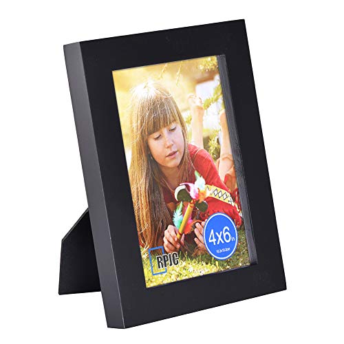 Product Cover RPJC 4x6 Picture Frames Made of Solid Wood High Definition Glass for Table Top Display and Wall Mounting Photo Frame Black