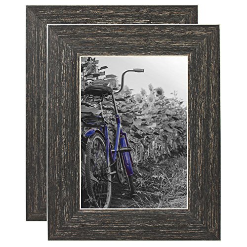 Product Cover Americanflat 2 Pack - 5x7 Barnwood Rustic Style Picture Frames - Built-in Easels - Wall Display - Tabletop Display