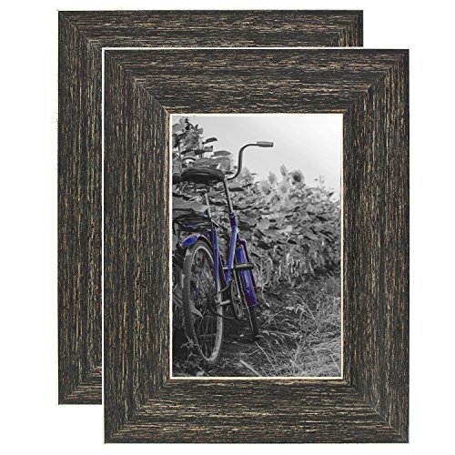 Product Cover Americanflat 2 Pack - 4x6 Barnwood Rustic Style Picture Frames - Built-in Easels - Wall Display - Tabletop Display