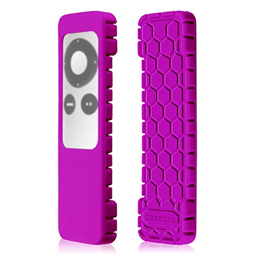 Product Cover Fintie Protective Case for Apple TV 2 3 Remote Controller - Casebot (Honey Comb Series) Light Weight (Anti Slip) Shock Proof Silicone Sleeve Cover, Purple