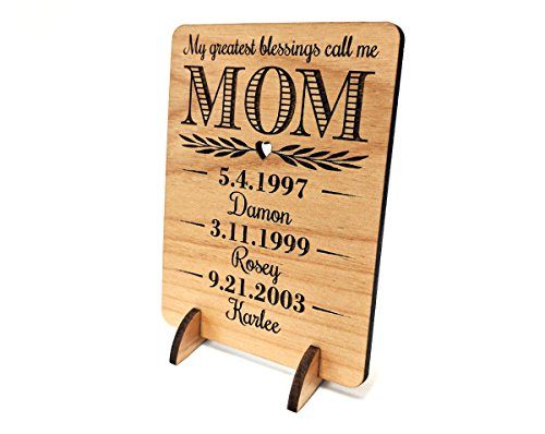 Product Cover Unique Mom Greeting Card Personalized Mothers Day Gift Mom Card for Birthday Christmas Mother of The Bride Thank You Cards Handmade Display Alder Wood Card (Mom)
