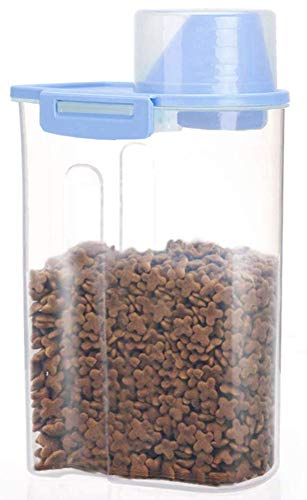 Product Cover PISSION Pet Food Storage Container with Graduated Cup and Seal Buckles Food Dispenser for Dogs Cats (Blue)