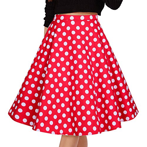 Product Cover Musever Women's Pleated Skirts Print Casual Midi Skirt