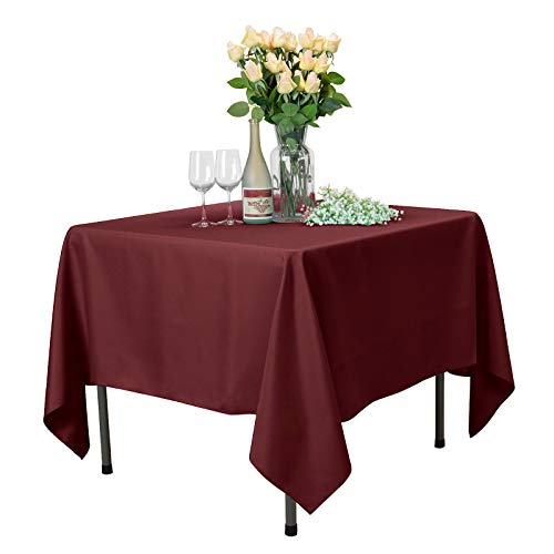 Product Cover VEEYOO Square Tablecloth - 85x85 Inch Polyester Table Cloth Washable Wrinkle Free Dinner Tablecloth for Wedding, Party, Restaurant,Indoor and Outdoor Buffet Table - Burgundy Tablecloth
