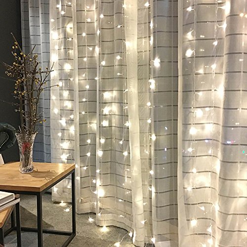 Product Cover Twinkle Star 300 LED Window Curtain String Light for Wedding Party Home Garden Bedroom Outdoor Indoor Wall Christmas Decoration (White)