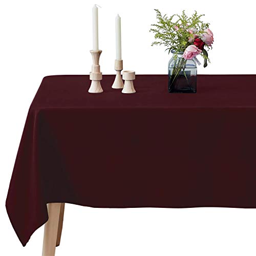 Product Cover VEEYOO Rectangle Tablecloth - 60 x 126 Inch Polyester Table Cloth for 6 Foot Table - Soft Washable Oblong Burgundy Table Cloths for Wedding, Parties, Restaurant, Dinner, Buffet Table and More