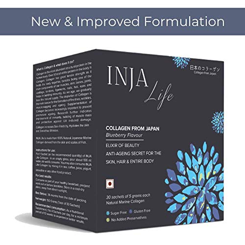 Product Cover INJA Wellness LLP Life Collagen Peptide Powder 150 g - 30 Sachets Blueberry