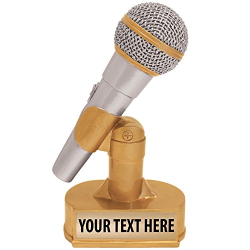 Product Cover Crown Awards Hand Painted Microphone Gold Sculpture- Great for Singing, Music, Karaoke, DJ's, Radio
