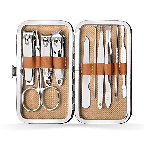 Product Cover Nail Clipper Set 10 in 1 Nail File Swing Out Nail Cleaner/File - Popular Gifts for Men & Women Best Nail Care for Manicure Pedicure Home & Travel Manicure Set (Metallic)
