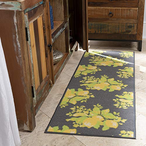 Product Cover Ottomanson Lemon Collection Contemporary Grey Lemons Design Runner Rug with (Non-Slip) Kitchen and Bathroom Rugs, Grey, 20
