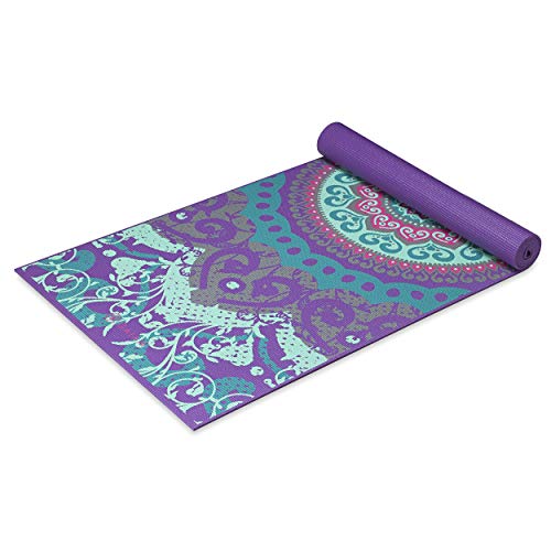 Product Cover Gaiam Yoga Mat Classic Print Non Slip Exercise & Fitness Mat for All Types of Yoga, Pilates & Floor Workouts, Moroccan Garden, 4mm