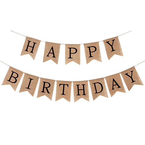 Product Cover INNORU Burlap Happy Birthday Banner Rustic Birthday Party Bunting Banners