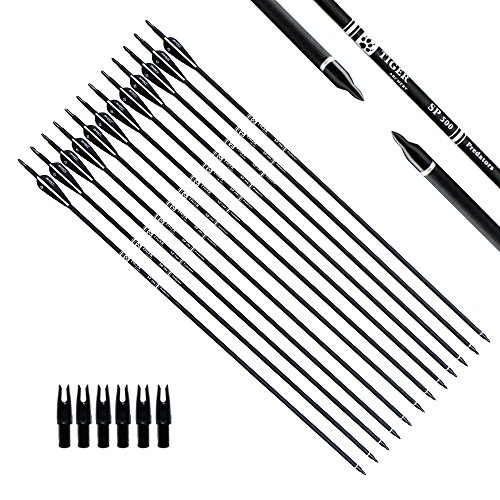 Product Cover Tiger Archery 30Inch Carbon Arrow Practice Hunting Arrows with Removable Tips for Compound & Recurve Bow(Pack of 12) (Black White)