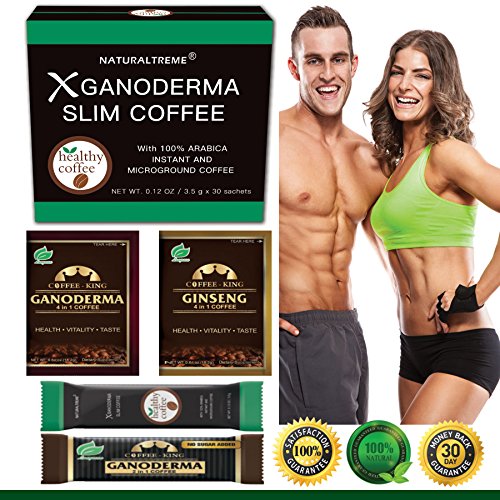 Product Cover PureGano Ganoderma Slimming Weight Loss & Detox Coffee - 100% Natural Arabica Black Instant Coffee - Appetite Suppressant, Fat Burner & Metabolism Booster - 30 Day Supply + 4 Bonus Samples