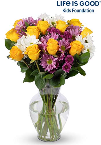 Product Cover Benchmark Bouquets Life is Good Flowers Yellow, With Vase (Fresh Cut Flowers)