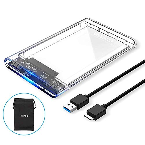Product Cover ELUTENG SSD External Hard Drive Enclosure 2.5 inch SATA to USB3.0 UASP Clear Portable Hard Drive Case Max 2T HDD Tool-Free Transparent Compatible for Windows