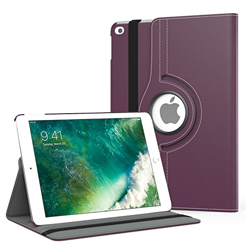Product Cover MoKo Case Fit 2018/2017 iPad 9.7 6th/5th Generation - 360 Degree Rotating Cover Case with Auto Wake/Sleep Compatible with Apple iPad 9.7 Inch 2018/2017, Purple