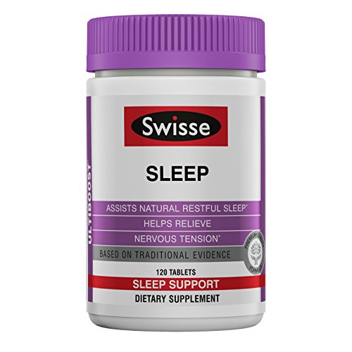 Product Cover Swisse Ultiboost Sleep Supplement | Herbal Based Bedtime Sleep Aid | Magnesium, Valerian Root, Licorice | 120 Tablets
