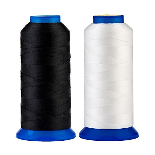 Product Cover Selric [3000Yards/Black+White] Pack of 2 UV Resistant High Strength Polyester Thread #69 T70 Size 210D/3 for Upholstery, Outdoor Market, Drapery, Beading, Purses, Leather