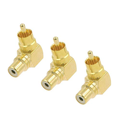 Product Cover VCE 3-Pack RCA Male to Female 90 Degree Right Angle Adapter