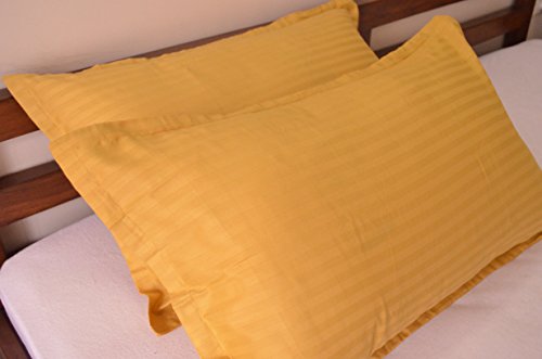 Product Cover Trance Home Linen 100% Cotton Pillow Covers (18X28-inch, Golden Yellow) - Pack of 2