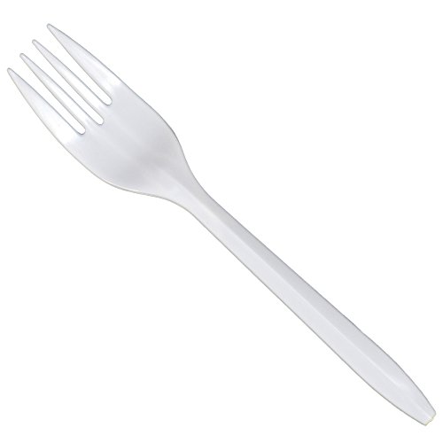 Product Cover Daxwell Plastic Forks, Medium Weight Polypropylene (PP), Wrapped, White, 5 7/8