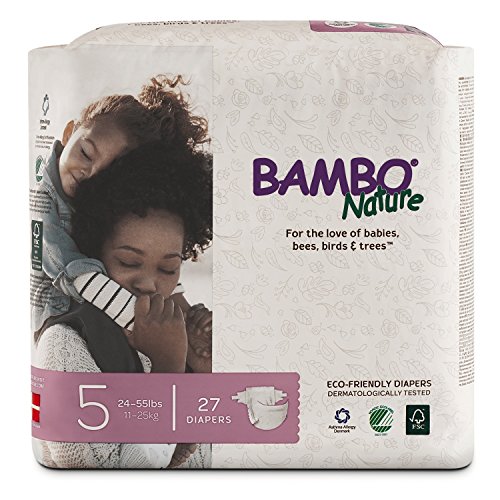 Product Cover Bambo Nature Eco Friendly Premium Baby Diapers for Sensitive Skin, Size 5 (24-55 lbs), 27 Count