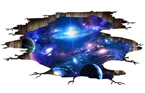 Product Cover Quanhaigou Galaxy Wall Decals, Removable PVC Magic 3D Milky Way Outer Space Planet Ceiling Floor Sticker,The Art Dreamscape Home Decor Murals Wallpaper