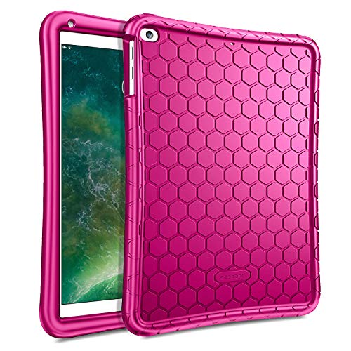 Product Cover Fintie iPad 9.7 2018 2017 / iPad Air 2 / iPad Air Case - [Honey Comb Series] Light Weight Anti Slip Kids Friendly Shock Proof Silicone Protective Cover for iPad 6th / 5th Gen, iPad Air 1 2, Magenta
