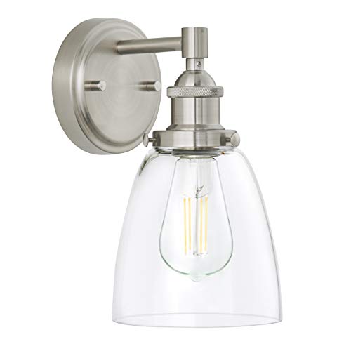 Product Cover Fiorentino LED Industrial Wall Sconce - Brushed Nickel w/ Clear Glass - Linea di Liara LL-WL582-BN