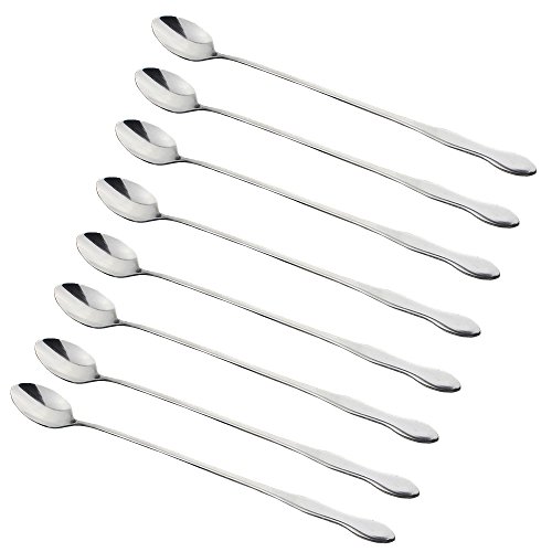 Product Cover ZICOME 10-1/2 Inch Long Handle Stirring Mixing Spoon for Cocktail Ice Coffee Tea Drinks, Stainless Steel, Set of 8