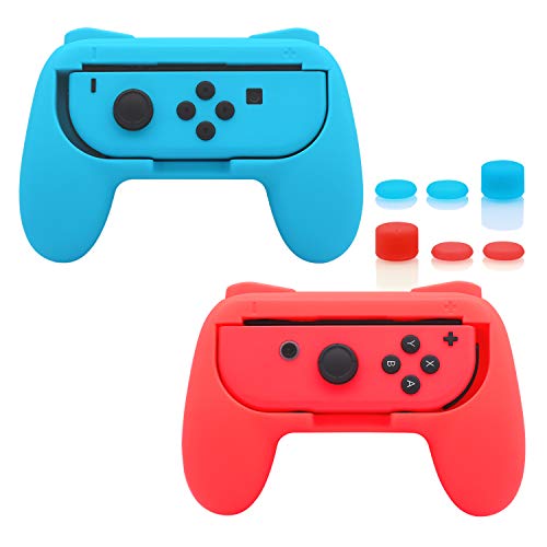 Product Cover FastSnail Grips compatible with Nintendo Switch Joy Cons, Wear-resistant Handle, 2 Pack (Red and Blue)