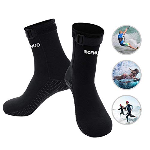 Product Cover IREENUO Diving Socks 3mm Neoprene Beach Water Socks Youth for Men Women Boys Girls Kids Water Sports Paddle Boarding Kiteboarding Wakeboarding Kayaking (Black, XL)