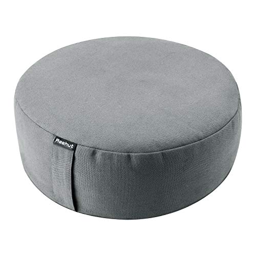 Product Cover REEHUT Zafu Yoga Meditation Cushion, Round Meditation Pillow Filled with Buckwheat, Zippered Organic Cotton Cover, Machine Washable - 4 Colors and 3 Sizes (Grey, 13