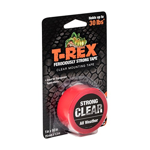 Product Cover T-REX Strong and Clear Double Sided Mounting Tape, All Weather, 1 Inch x 60 Inches, 1 Roll (285338)