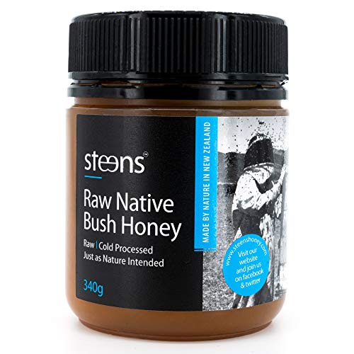 Product Cover Steens Premium Native Bush Honey 12 Ounce jar | 100% Pure Raw Unpasteurized Honey From New Zealand (NZ)| Refined Sugar Alternative for Cooking, Baking & Drinks | Traceability Code on Each Label