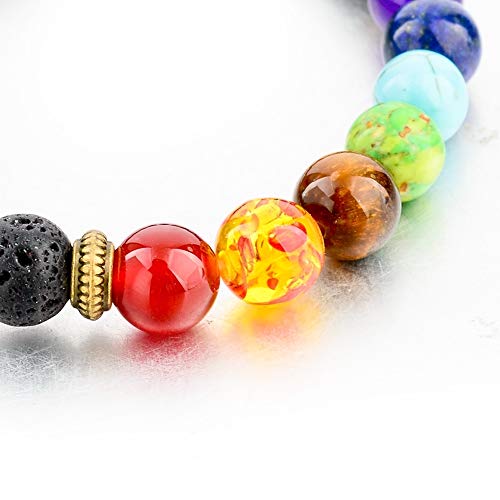 Product Cover Mystiqs Lava Rock Beaded Bracelet Essential Oil Diffuser for Men,Women Aromatherapy Ideal for Anti-Stress or Anti-Anxiety (UPDATED WITH HARD TO BRAKE METAL CORD)