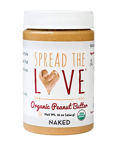 Product Cover Spread The Love NAKED Organic Peanut Butter, 16 Ounce (Organic, All Natural, Vegan, Gluten-free, Creamy, Dry-Roasted, No added salt, No added sugar, No palm oil)