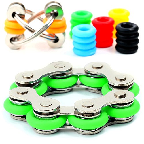 Product Cover Stress Reducer - Roller Chain Stress Reducer Fidget Toys Set for Sensory Kids & Adults - Flippy Chain Toy with 6 Customizable Colors Included - Anxiety Fidget Toys / ADHD Fidget Toys
