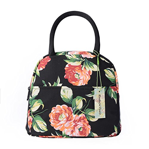 Product Cover wonderful flower Insulated Lunch Box Cooler Bag lunch bag flower (014Black)