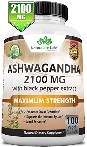 Product Cover Organic Ashwagandha 2,100 mg - 100 Vegan Capsules Pure Organic Ashwagandha Powder and Root Extract - Natural Anxiety Relief, Mood Enhancer, Immune & Thyroid Support, Anti Anxiety