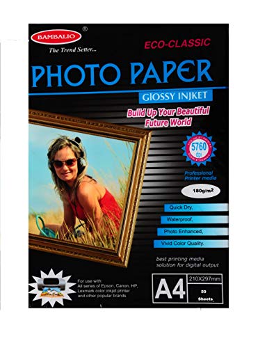 Product Cover Bambalio BPG 180-50 (Classic) Glossy Photo Paper, 180 gsm, 50 Sheets A4 Size