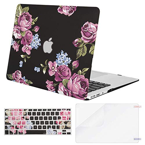 Product Cover MOSISO MacBook Air 13 inch Case (A1369 & A1466, Older Version 2010-2017 Release), Plastic Pattern Hard Case&Keyboard Cover&Screen Protector Only Compatible with MacBook Air 13, Purple Peony