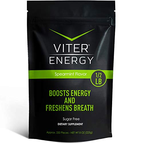 Product Cover Viter Energy Caffeinated Mints - 40mg Caffeine & B-Vitamins Per Powerful Sugar Free Mint. Boost Energy, Focus & Fresh Breath. 2 Pieces Replace 1 Coffee (Spearmint, 1/2 LB Bulk (Mints Only))