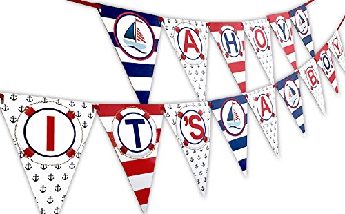 Product Cover Ahoy It's A Boy Nautical Baby Shower Banner Pennant