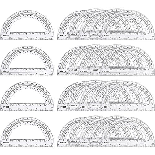 Product Cover 24 Pack Plastic Protractors Math Protractor 180 Degrees (6 Inch, Clear)