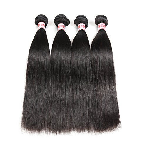 Product Cover Hermosa Brazilian Straight Human Hair 4 Bundles 14 16 18 20inch 9A Unprocessed Virgin Straight Human Hair Weave Bundles Natural Black Hair